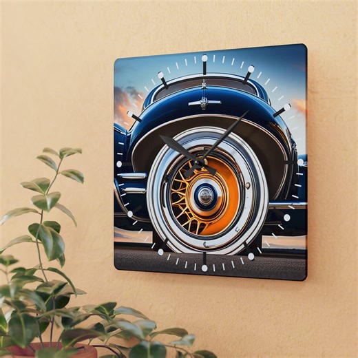 Vintage Car Hubcaps Clock Acrylic Wall Clock | Art Deco Chrome Hubcap (1930s) - Etsy UK