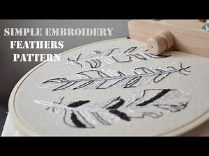 Embroidery feathers. Simple pattern for hand embroidery. Hand embroidery stitches.