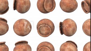 3D Clay Pots Falling Animation. Pottery Manufacturing. Clay Pots 3D. 4K