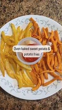 Easy oven baked fries #fries #homemade #sweetpotato #potato #friesrecipe #cookandbakewithme2 #baked