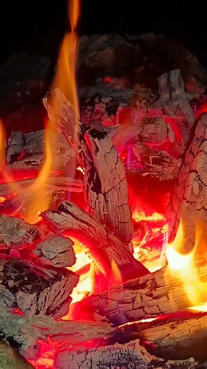 Glowing Embers Burning at Night 🔥 | Relaxing Fire ASMR. #asmr