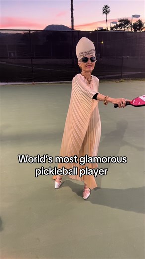 World’s most glamorous pickleball player @stylecrone #advancedstyle #pickleball #palmsprings #fashion #style