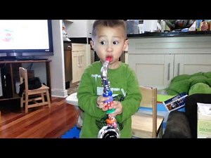 playing the saxophone - 3 years old