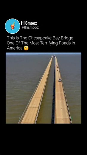 🥤 on Instagram: "This is the Chesapeake Bay Bridge–Tunnel — and it’s considered one of the most terrifying roads in America for a reason. Stretching 23 miles across open water, this structure doesn’t just stay above the ocean. It repeatedly dives underwater, turning into tunnels beneath busy shipping channels before rising back up onto bridges. Drivers go from sky and sea on both sides… to enclosed concrete tubes under the bay… then back out again. There are no shoulders, constant crosswinds, a