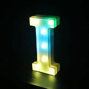 LEIFANTIYA Colorful Letter Lights with Remote Control, Battery Powered Night Lights Light Up LED Alphabet Signs, Marquee Letter Lights Perfect for Birthday, Wedding Party, Home Bar Deco (Letter I)