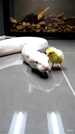 Ivory ball python captures live chick on new USA tile feeder floor Warning: [Warning: Live Feeding Video] This content shows animals feeding naturally as part of nature. No harm, no encouragement of violence. Educational wildlife content. #leucisticballpython #whitepython #pythonfeeding #snakefeedingvideo #pythonstrike #livefeedingpython #reptilefeeding #exoticpetfeeding | Frog Feeding