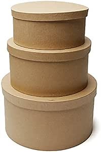 Factory Direct Craft Handcrafted Paper Mache Round Boxes - 3 Boxes