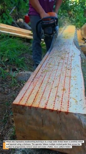 Professional Cedar Beam Milling with a Chainsaw | Precision Wood Cutting!