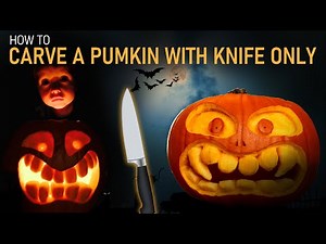 How to Carve a scary Halloween Pumpkin with knife only | Carving Tutorial