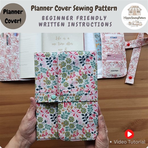 Planner Cover Sewing Pattern | Planner Organizer Pattern PDF | Journal Cover With Pockets - Etsy