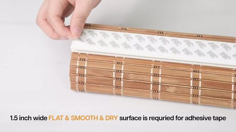 LazBlinds No Tools No Drill Bamboo Roller Shades, Custom Cordless Bamboo Blinds, Light Filtering Roll Up Blinds for Windows, French Door, Porch or Patio Privacy Screen, Squirrel