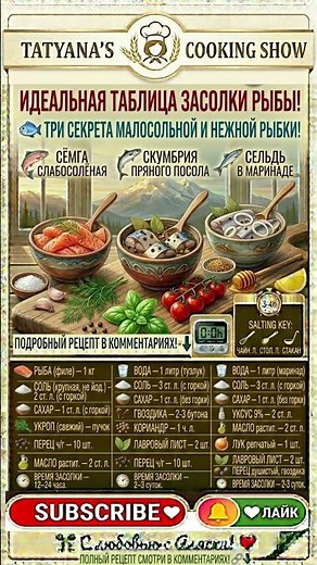 🐟 ИДЕАЛЬНАЯ РЫБА ДОМАШНЕГО ПОСОЛА: Три Рецепта для - Скумбрии, Селёдки и Красной рыбы 👍