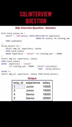 Sql Interview Question ❓👇#sql #interview #sqlforbeginners
