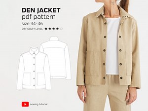 Boxy Denim Jacket PDF Sewing Pattern: Women's Patch Pocket Jacket (sizes 34-46) - Etsy