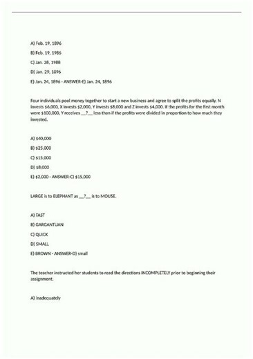 Latest Wonderlic Sample Test questions with correct answers1817 video