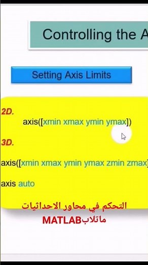 التحكم في محاور الاحداثيات #matlab #3d #matlab #دورات #اساسيات #دروس #الماتلاب #2d #تعليم #الدرس