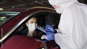 Video of coronavirus drive-thru PCR test procedure. Shot with RED helium camera in 8K. Stock Video