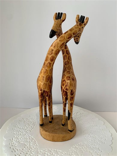 Vintage Hand Carved Solid African Wood Giraffe Carving. - Etsy Canada