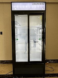 Commercial Beverage Refrigerator Display Fridge, Two Glass Door Upright Merchandiser Cooler with LED Light Adjustable Shelves,ETL and NSF Approval,18 Cu Ft,35.6" Wide(Sliding Door)