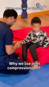 Joint compression is a calming, organising technique used in Occupational Therapy to give the body deep proprioceptive input - the kind of input that helps children understand where their body is in space. When gentle pressure is applied to the joints (wrists, elbows, shoulders, knees), it sends messages to the brain that help with: 🔹 Body Awareness Children become more aware of their limbs, improving coordination and posture. 🔹 Sensory Regulation Deep pressure has a calming effect on the nerv