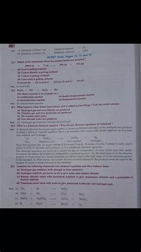 class 10 science chemical reaction and equation ncert solutions #exam #class10 #chemistry #science
