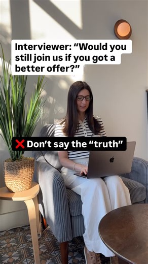Natalia | Career Coach on Instagram: "When interviewers ask this question, they’re checking if your goals and values match the company’s, and how you prioritize different factors in your career. 📌 A strong way to answer: “If I had to choose between a higher offer and a role that’s a better fit, I’d pick the latter. The right opportunity isn’t just about salary—it’s about alignment with my goals, values, and work environment.” “I feel this company aligns with my professional aspirations, like [i
