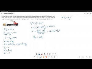 Find Coefficient of Kinetic Friction of Crate having Mass 50 kg Falls Horizontally