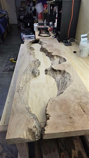 the start to a beautiful spalted maple epoxy table #epoxy #carpenters #woodworking #artist