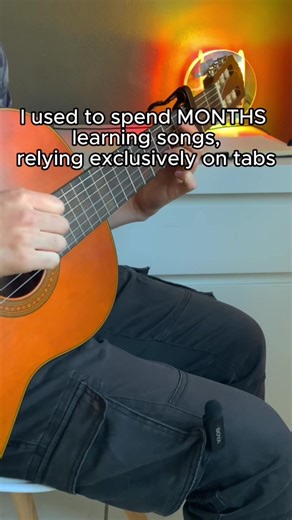READ THIS 👇 How to learn songs 10x faster on guitar (ear training method): 1️⃣ Sing the melody out loud Before touching tabs, try to hear it. Sing it, then find the first notes by yourself. 2️⃣ Find it in different positions Play the same melody on different parts of the neck. This builds fretboard awareness. 3️⃣ Unlock videos (not tabs yet) Watch a cover to understand hand placement and movement. Apply on your guitar. 4️⃣ Confirm with tabs Use tabs as a check, not as instructions. 5️⃣ Repeat f