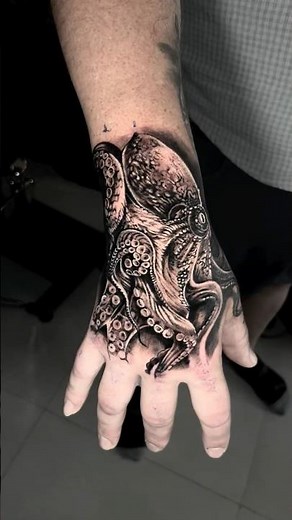 Realistic Octopus Hand Tattoo 🐙 Insane Detail & Flow