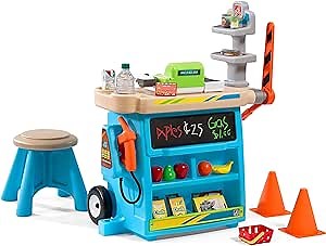 Step2 Stop & Go Market | Kids Pretend Play Store & Toll Booth with Toy Cash Register, Blue