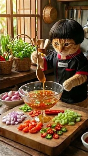 ยำหนวดปลาหมึก สูตรแซ่บนัวสุดๆ 🦑🔥 #แมวส้ม #บักเซียง #catcooking #สอนทำอาหาร