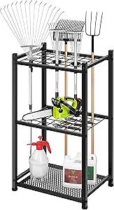 VIVOSUN Garden Tool Organizer, Heavy Duty Steel Tool Rack Tool Stand, Up to 35 Long-Handled Tools, Yard Tool Storage for Garage Shed Home and Outdoor, Medium, Anti-tipping Design