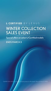 48K views · 34 reactions | Find your dream Lexus this season at the L/Certified by Lexus Winter Collection Sales Event. Ends 3/3. At participating Lexus dealers. | Lexus | Facebook