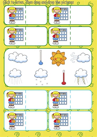 The weather: listen, drag and drop worksheet