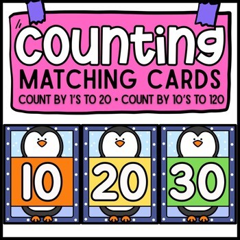 Penguin Counting by 10 Matching Cards | Place Value Math Center