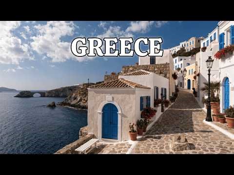Beautiful Greece Walk 4K 🇬🇷 Sea Views, City Streets & Traditional Houses | Real Sounds