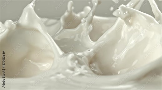 Super slow motion Chocolate falls into the milk. Filmed on a high-speed camera at 1000 fps. High quality FullHD footage