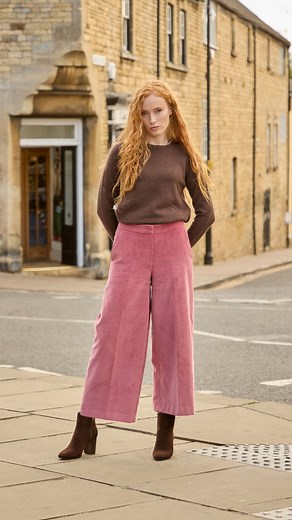 Corduroy, Reimagined. They’re warm without being heavy. Polished but never too precious. Easy to move in and surprisingly versatile. If you haven’t tried our corduroy wide-leg cropped trousers yet, now’s the time. Available in navy or rose pink, they’re the kind of trousers you can wear with everything, from knitwear and boots to silk shirts and trainers. This isn’t just a cold-weather trouser. It’s a styling staple for all year round. | Anna James