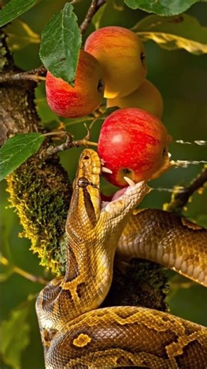 The Forbidden Bite 🍎 | Nature’s Most Tempting #ballpython #burmesepythons #worldsnake