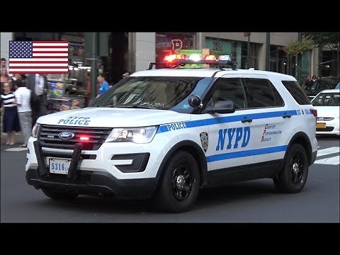 NYPD ESU Police car responding - Rumbler siren