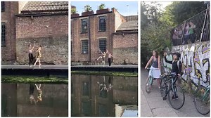 Dancing pair perform ballet routine for surprised Londoners on canalside