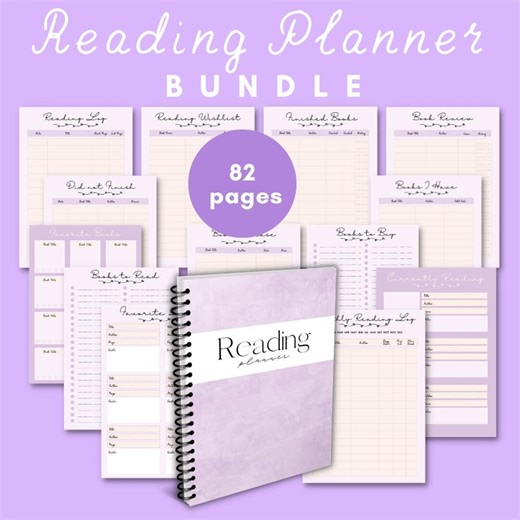 Reading Planner Printable | Book Tracker Journal | Reading Log & Wishlist | Monthly Calendar Planner | Instant Download - Etsy