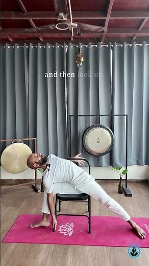 Side Angle Pose with a Chair (Parsvakonasana) | Improve Balance & Flexibility #yogashorts #yogaposes