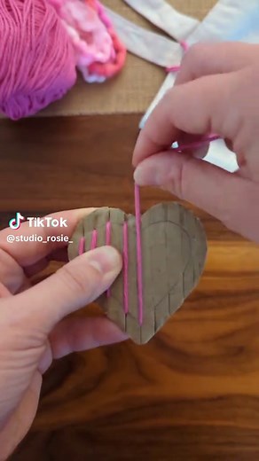 DIY Cardboard Loom Valentine's Day Heart Bag Charm