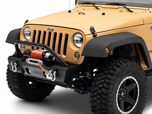 Jeep Licensed by RedRock Jeep Wrangler Stubby Front Winch Bumper with Jeep Logo J157741 (07-18 Jeep Wrangler JK) - Free Shipping
