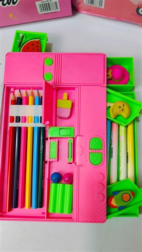 Jumbo Pink Geometry Box Filling With Cool Stationery📚