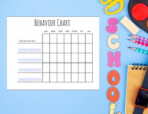 Fillable PDF Printable Behavior Chart, Blank, Digital Download - Etsy