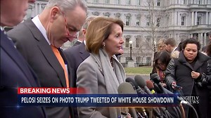 NBC's Andrea Mitchell has the story behind the photo that has become a symbol of the power struggle between President Trump and Speaker Pelosi. | NBC Nightly News with Tom Llamas