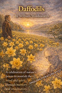 “Daffodils” by William Wordsworth William Wordsworth’s poem “Daffodils” (also known as “I Wandered Lonely as a Cloud”) is one of the most celebrated lyrics of English Romantic poetry and a perfect illustration of Wordsworth’s poetic philosophy. The poem embodies his belief that nature is a powerful moral and spiritual force, capable of healing the human mind and enriching emotional life. Drawing upon a simple personal experience, Wordsworth transforms an ordinary encounter with nature into a tim